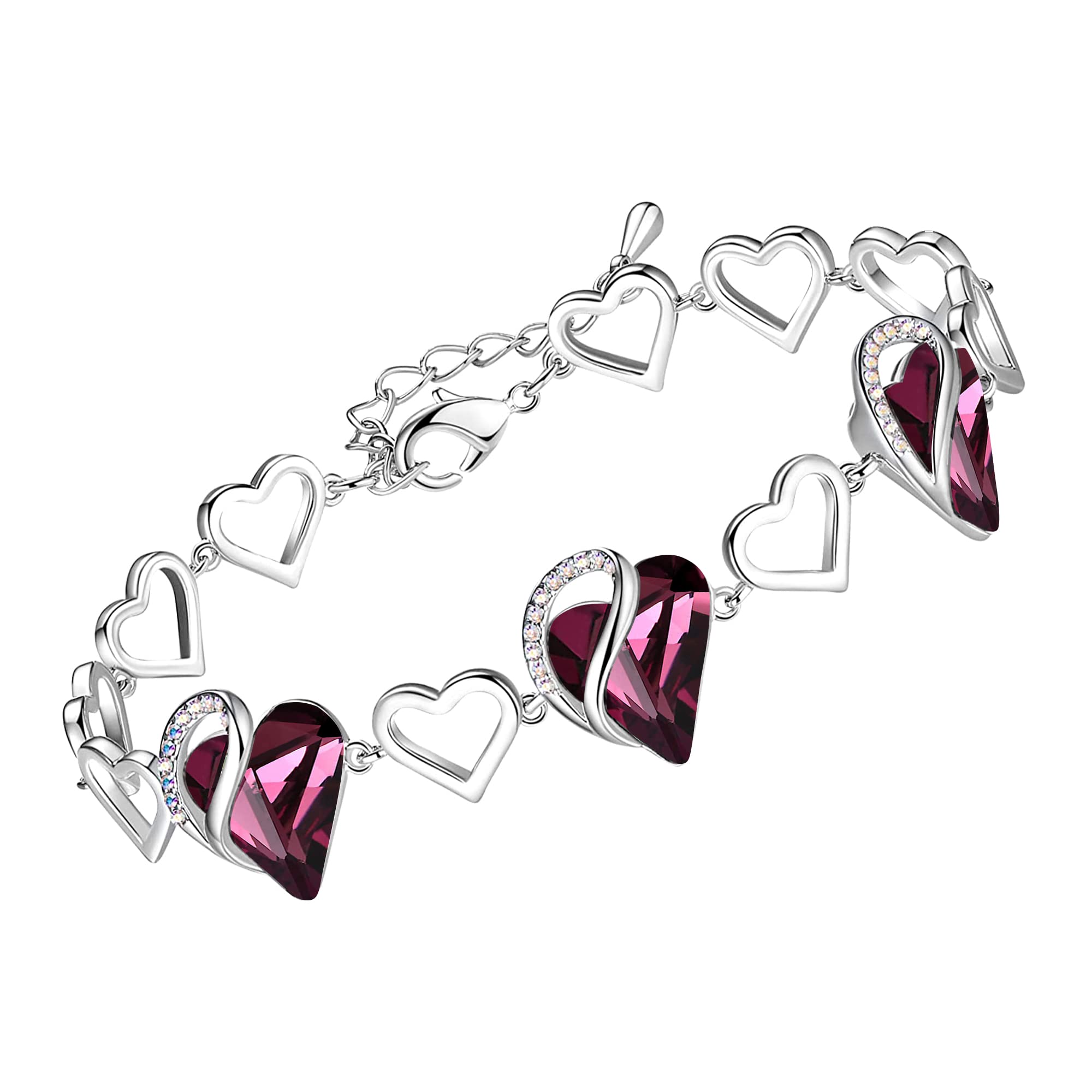 Women's Heart Birthstone Bracelet Ideal Gift for the Special Woman in Your Life